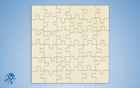 Quadratische Holzpuzzle mit 36 Teilen
