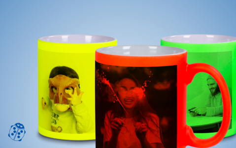 Fluoreszierende Tasse mit eigenem Foto